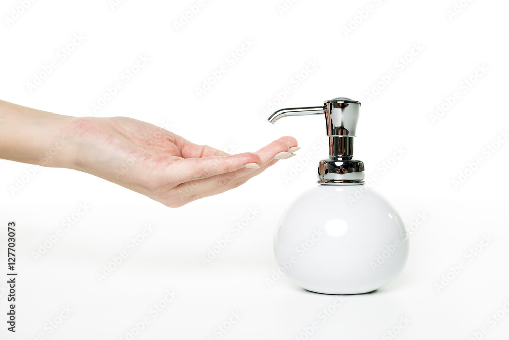 Fototapeta premium hand soap with pumping lotion from bottle