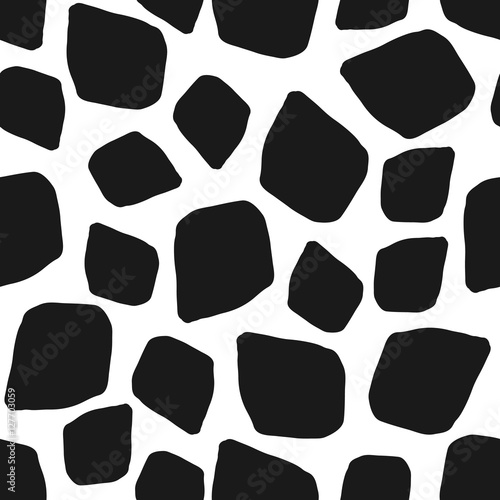 Abstract geometric black white seamless pattern, seamless background of monochrome spots, hand painted vector pattern for textile, wallpaper, web design, wrapping, fabric, paper