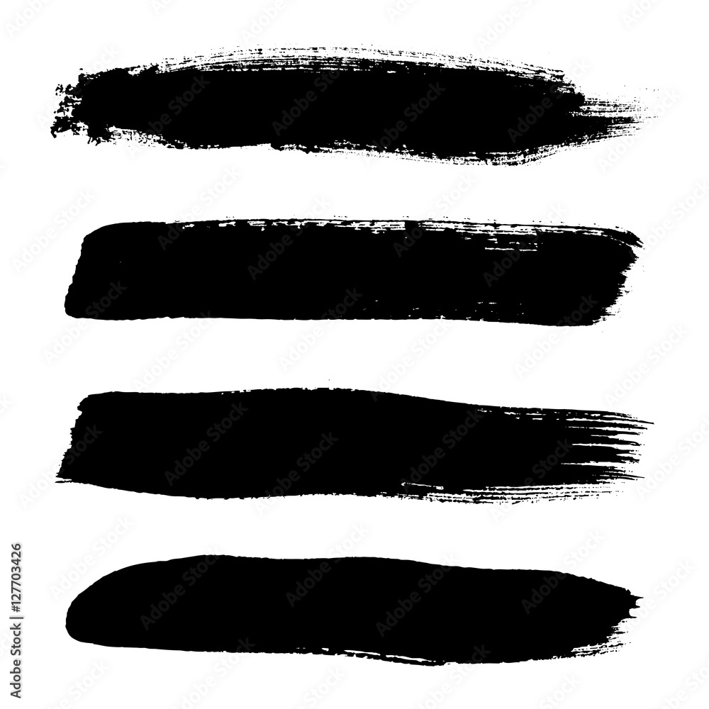 Set of grunge brush strokes. Hand painted watercolor brush strokes