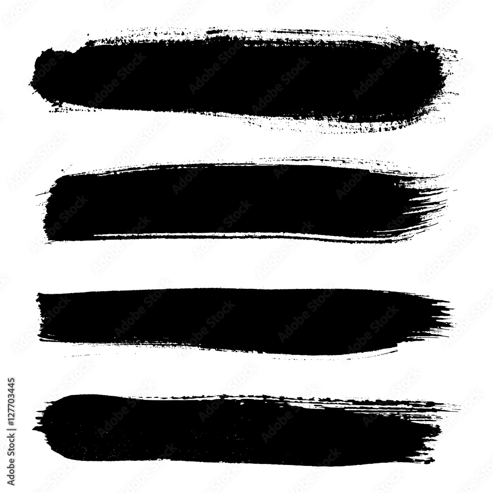 Set of grunge brush strokes. Hand painted watercolor brush strokes