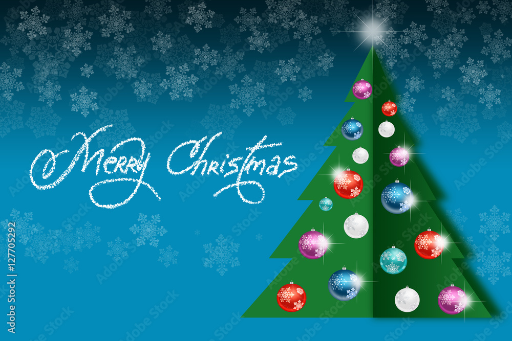Christmas tree with toys on an abstract colored background Christmas tree with toys on an abstract colored background