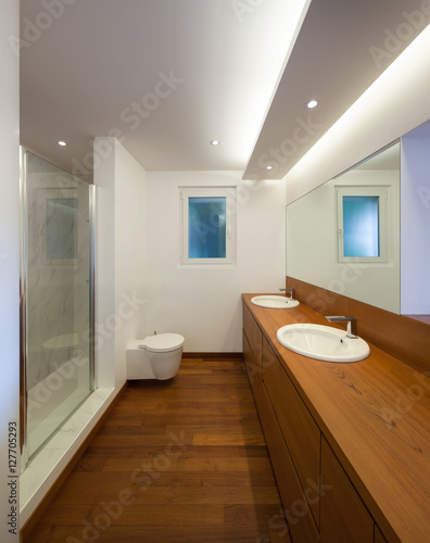 Interior  bathroom with two sinks