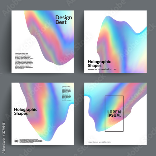 Holographic shapes backgrounds set.  Applicable for cover,poster,brochure,magazine. Eps10 vector template.