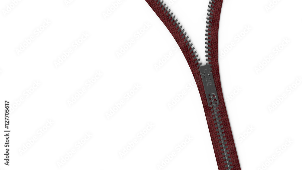 Obraz premium 3d rendering close up zipper texture on isolated background with