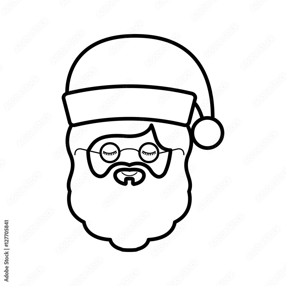 front face silhouette santa claus with christmas hat vector illustration front face silhouette santa claus with christmas hat vector illustration