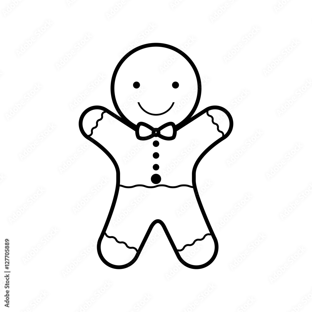cookie Christmas silhouette with bow in neck vector illustration