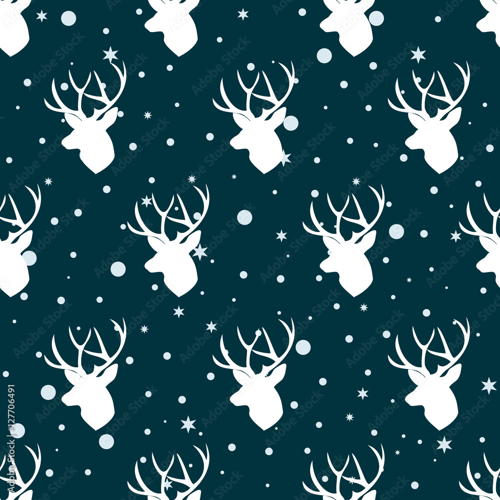 Christmas pattern with deers. Deer heads seamless pattern Christmas pattern with deers. Deer heads seamless pattern