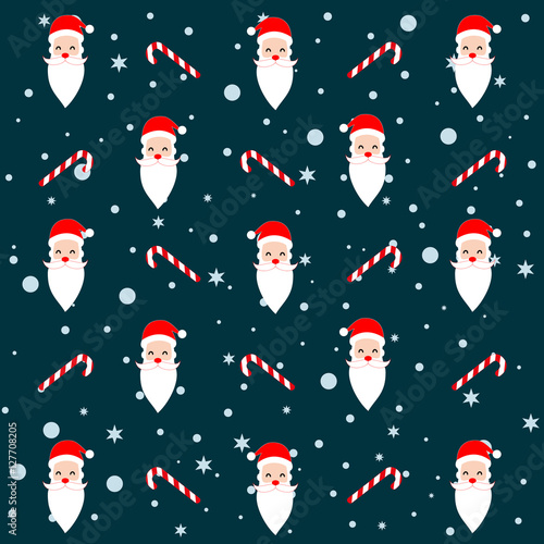 Pattern with Santa Clausa nd snowflakes around