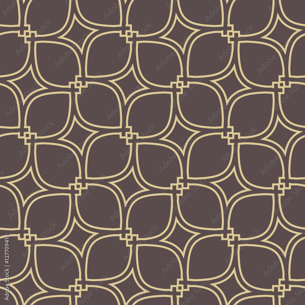Fototapeta premium Seamless ornament. Modern geometric pattern with repeating elements. Brown and golden pattern