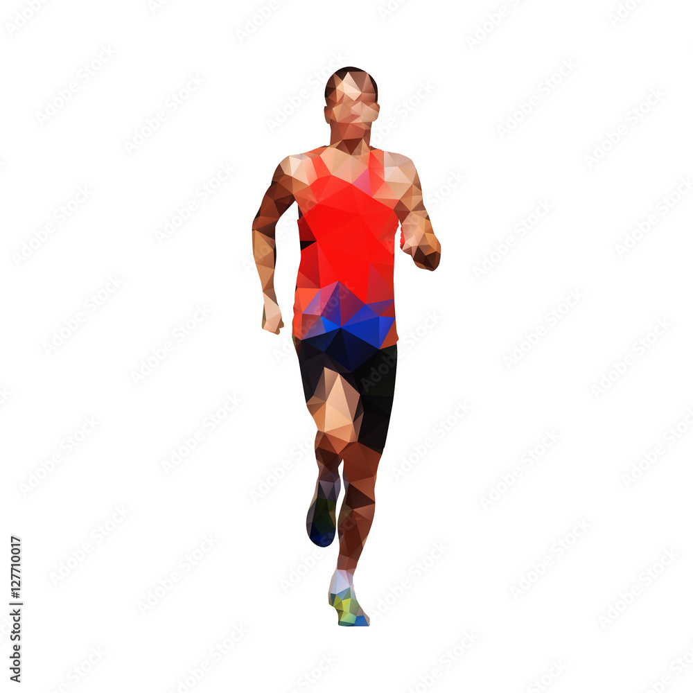 Running man, abstract geometric vector silhouette