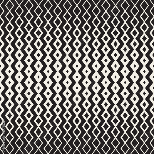 Hand Drawn Horizontal Wavy ZigZag Lines. Vector Seamless Black and White Pattern.