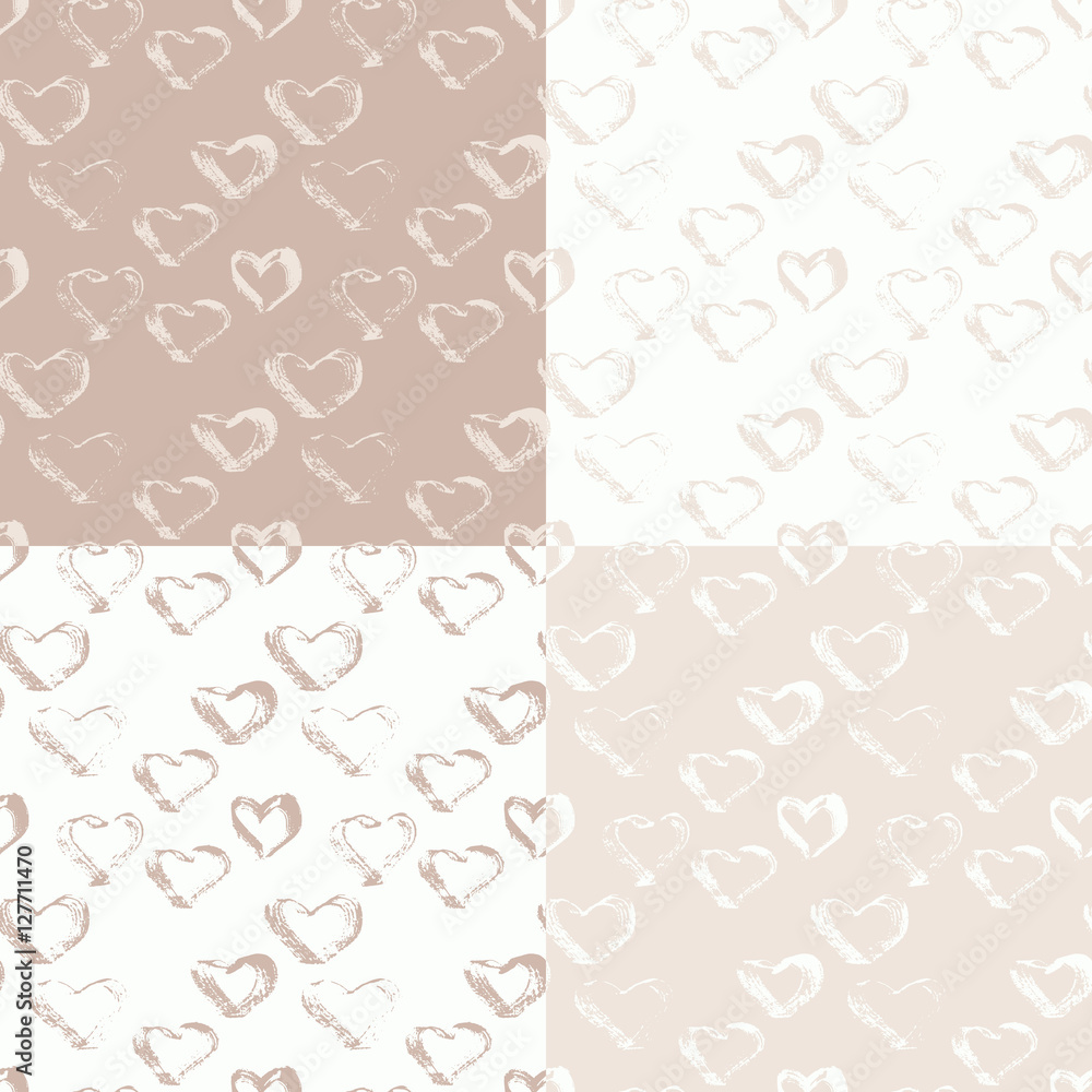 Abstract seamless ink heart pattern. Vector illustration Abstract seamless ink heart pattern. Vector illustration