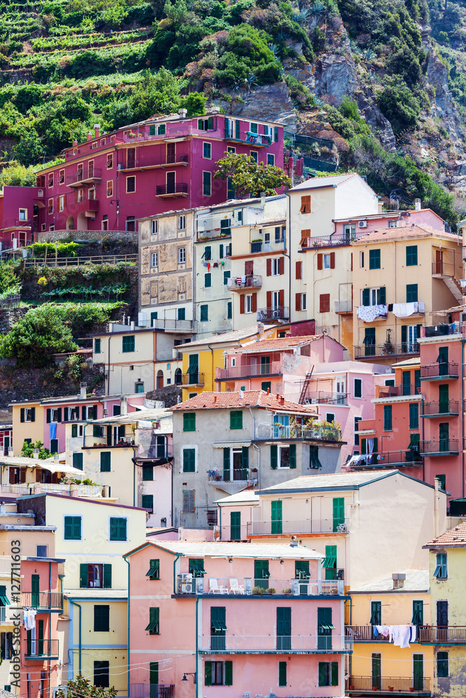 colorful houses on a rock, Italy colorful houses on a rock, Italy