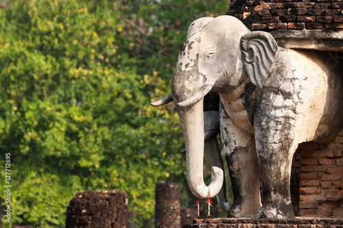 Elephant statues in Sukhothai historical park  Thailand.