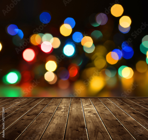 Christmas holiday background with empty wooden planks. 