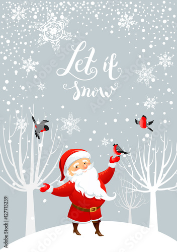 Santa Claus and bullfinches
