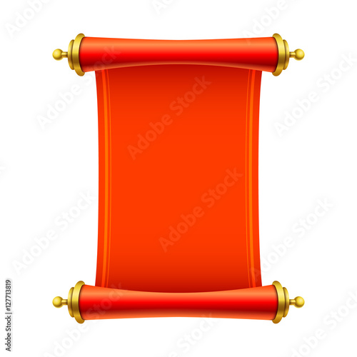 3d realistic chinese scroll illustration on white background. Eps10 vector template.