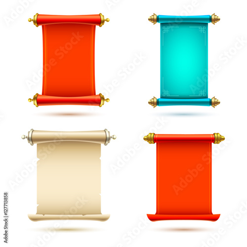 3d realistic scrolls illustration on white background. Eps10 vector template.