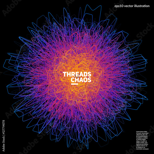Threads chaos background. Abstract wavy lines. Scientific background. Applicable for covers, club poster, placard, title page. Eps10 vector.