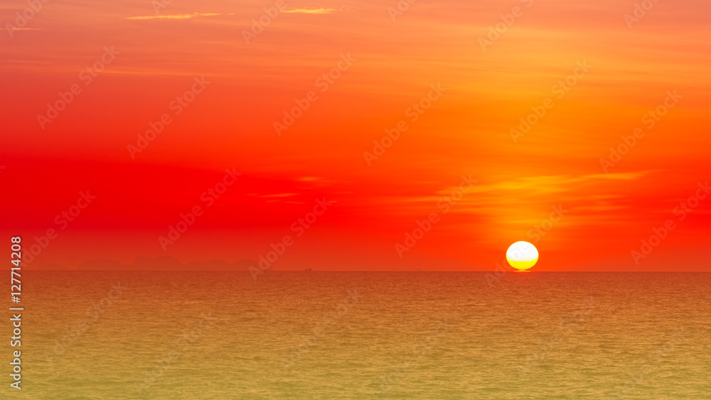 Sunrise or sunset over the sea with color filter effect.