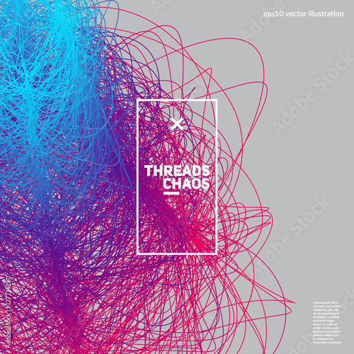 Threads chaos background. Abstract wavy lines. Scientific background. Applicable for covers, club poster, placard, title page. Eps10 vector.