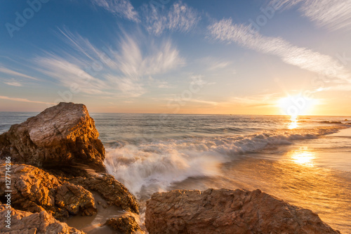 beautiful sunset at southern california beach photo