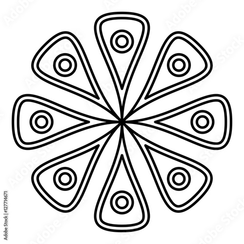 Simple mandala flower design for coloring  book pages. Doodle floral pattern in bold print. Easy coloring mandala for beginners. 