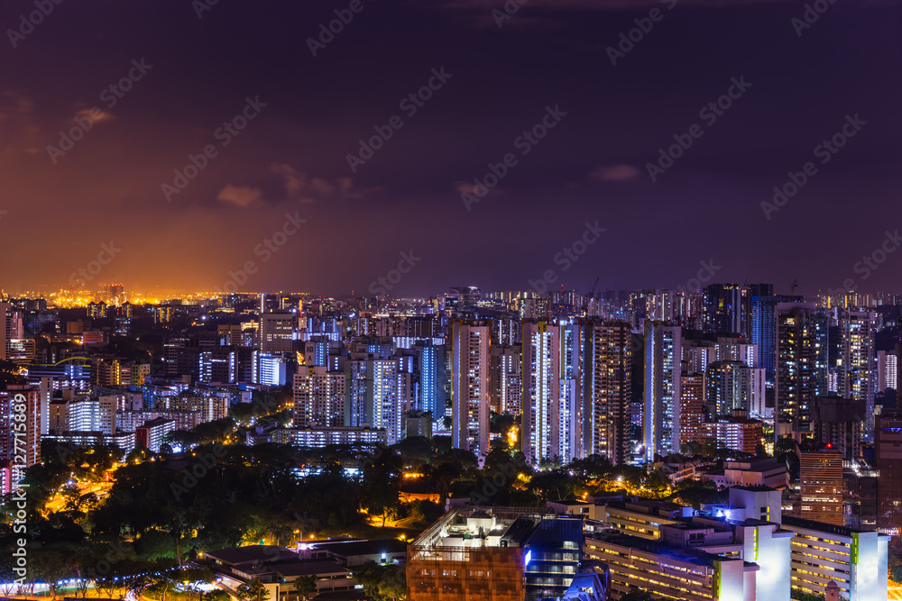 abstract night cityscape on twilight time and clear sky