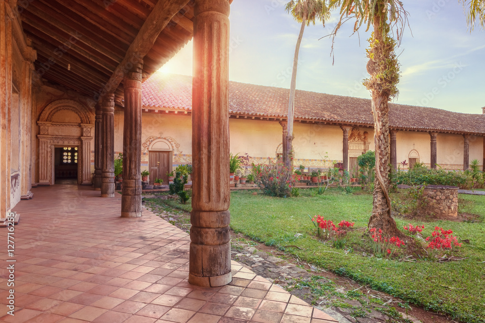 Courtyard of the church San Javier, Jesuit missions, Bolivia, World Heritage