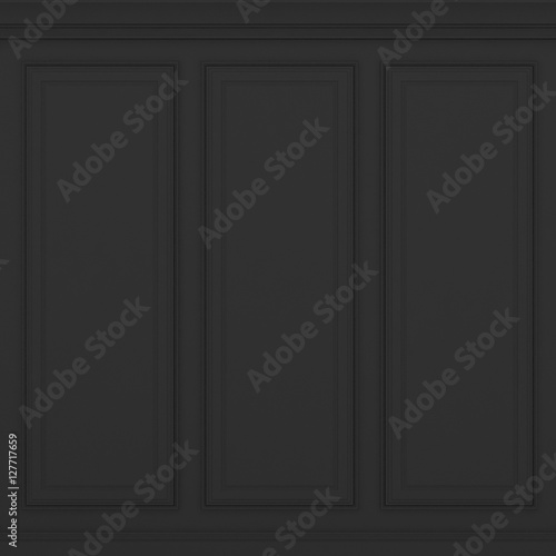 classic black wall ,3d render 