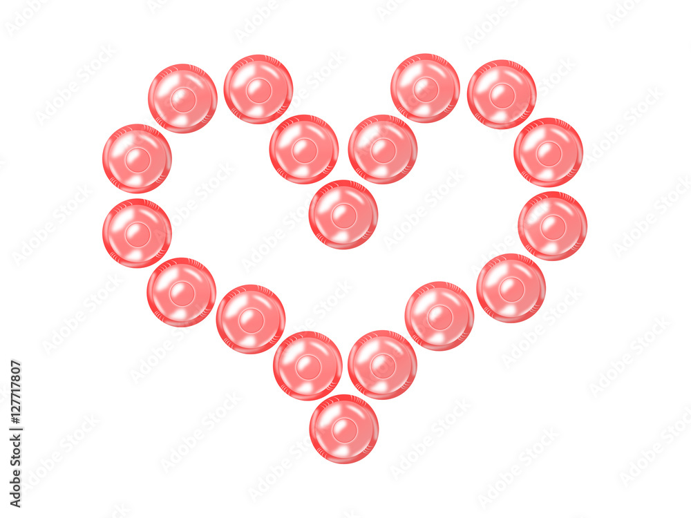 Condoms are laid out in the shape of the heart Condoms are laid out in the shape of the heart