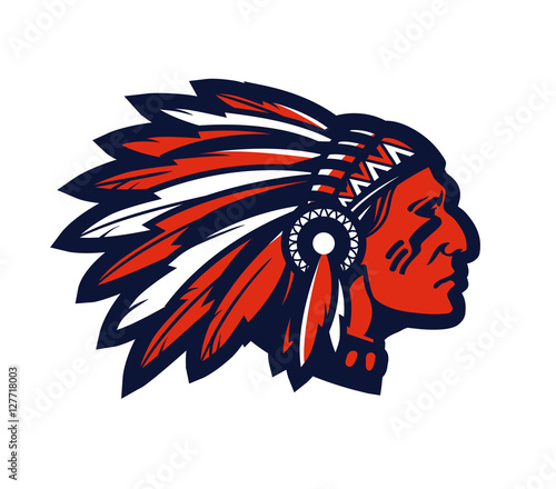 American native chief head mascot. Vector logo or icon