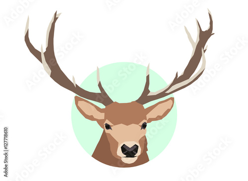 Low poly Elch auf grünem Kreis (Vektorgrafik)
