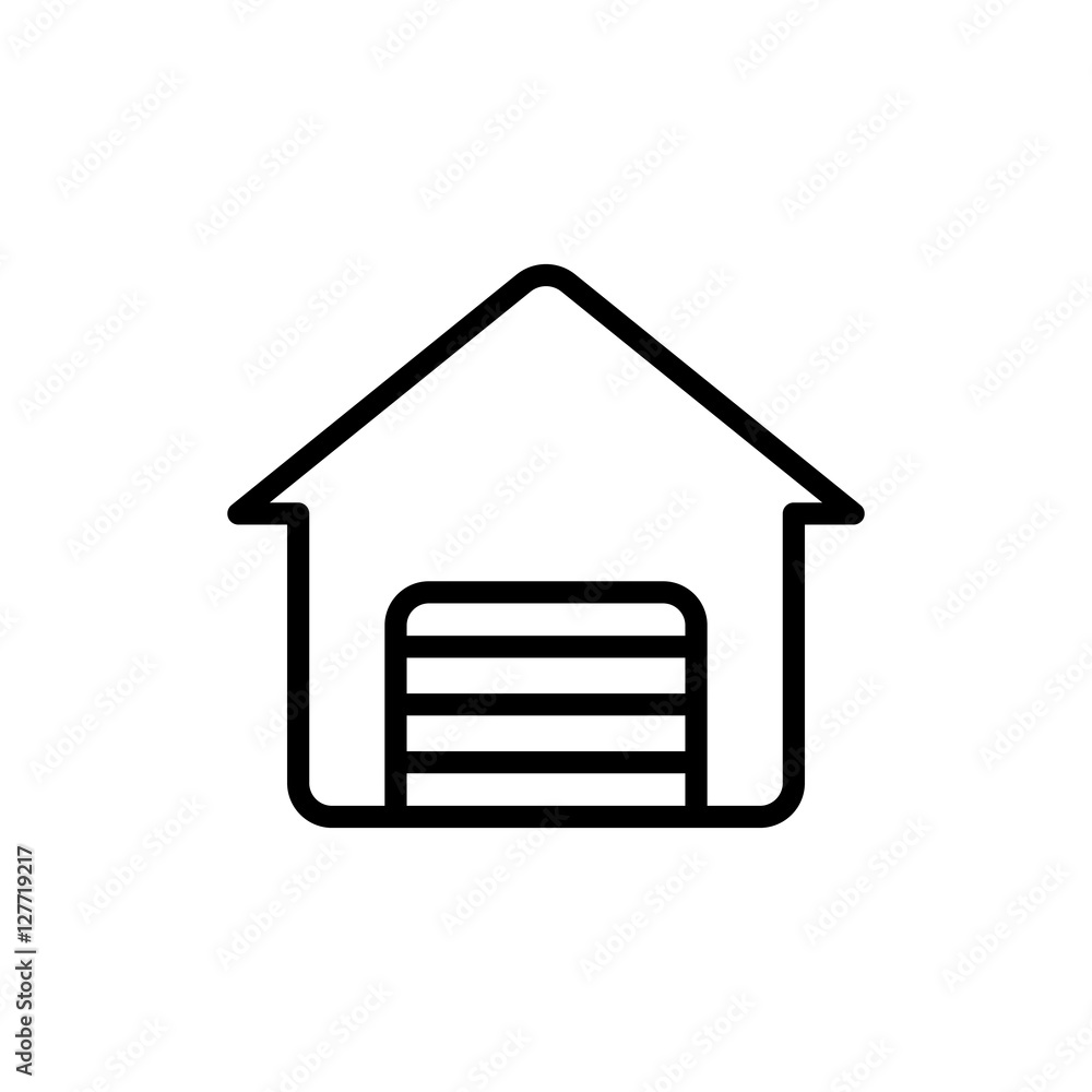 thin line garage icon on white background thin line garage icon on white background