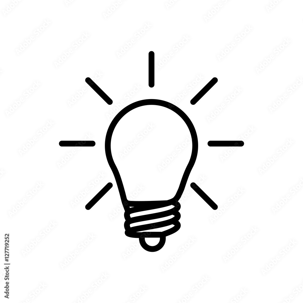 thin line light bulb, idea icon on white background thin line light bulb, idea icon on white background