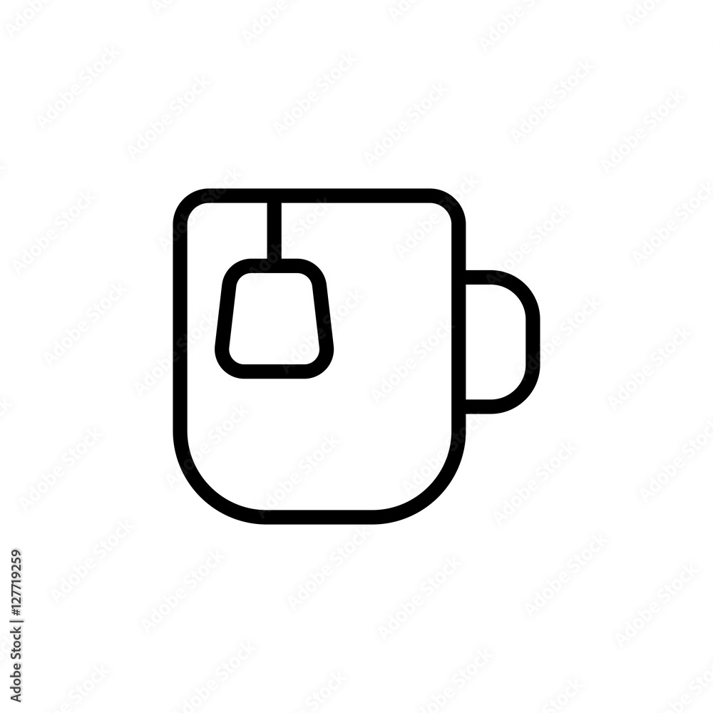 thin line tea cup icon on white background thin line tea cup icon on white background