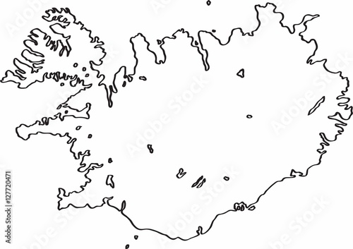 Freehand Iceland map sketch on white background.