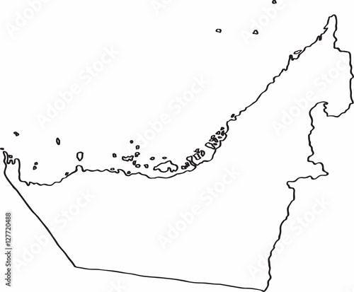 Freehand United Arab Emirates map sketch on white background.