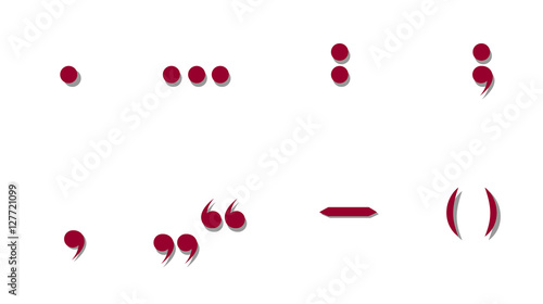 Red punctuation marks. Vector illustration