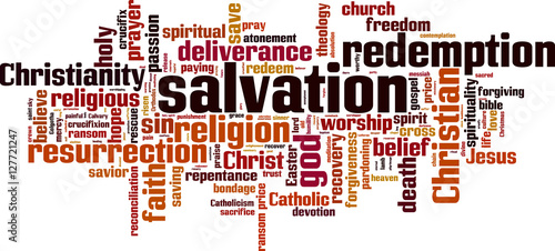 Salvation word cloud concept. Vector illustration