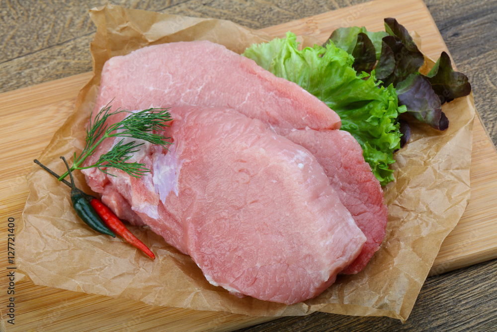 Raw pork steak