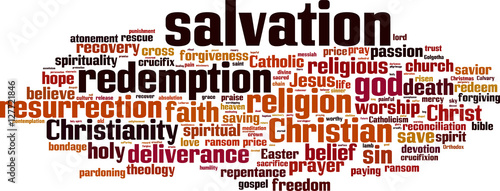 Salvation word cloud concept. Vector illustration