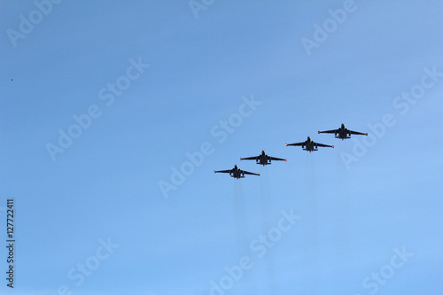 Airplane over the blue skies