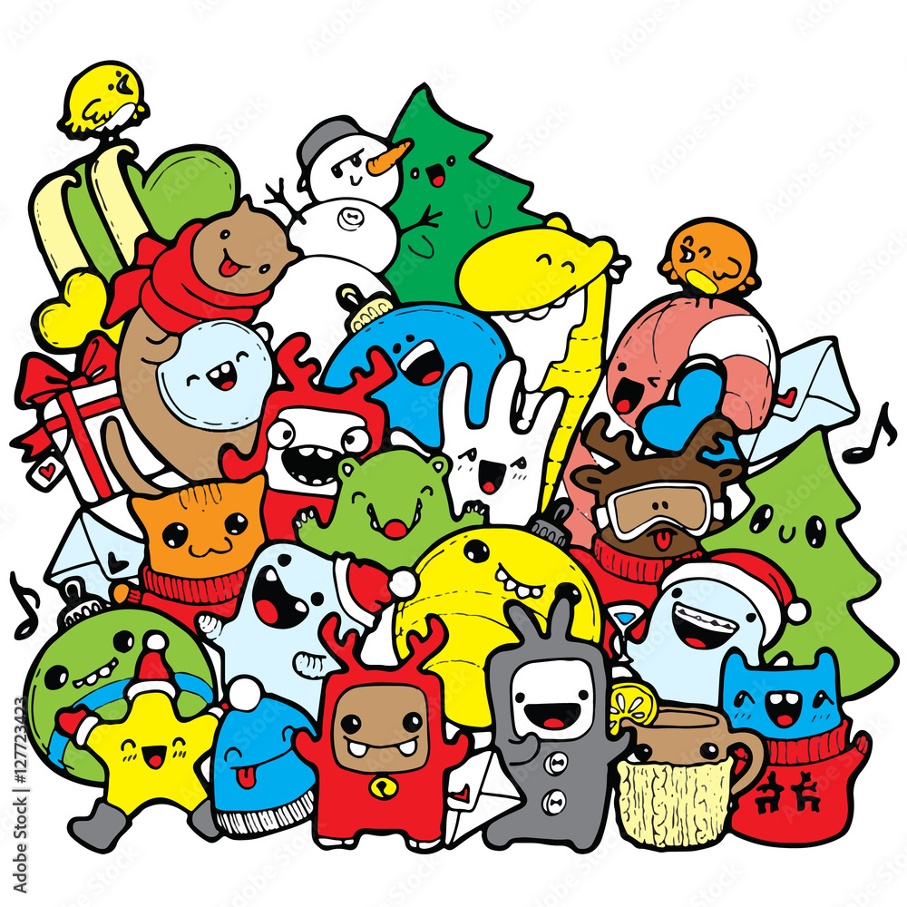 winter color Doodle cartoon new year holidays winter color Doodle cartoon new year holidays