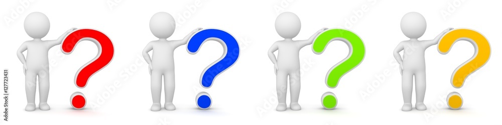3D Rendering of man with question mark 3D Rendering of man with question mark