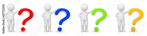 3D Rendering of man with question mark