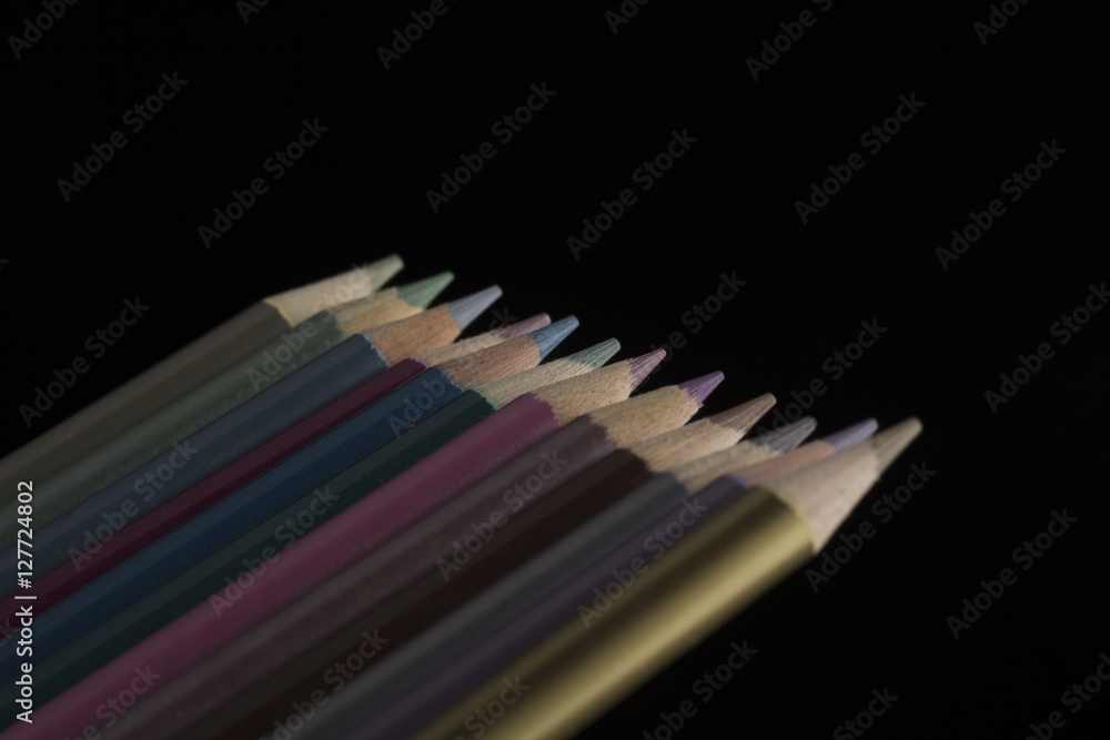 Obraz premium set of colour pencils isolated on black background