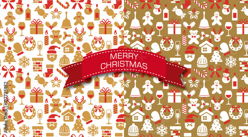 クリスマスのシームレスパターン背景素材