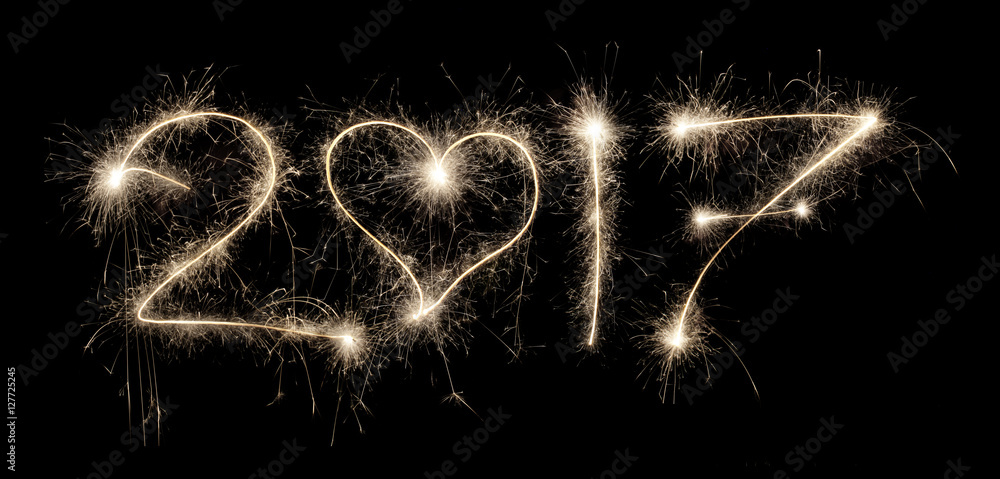 2017 with a heart written with sparklers 2017 with a heart written with sparklers