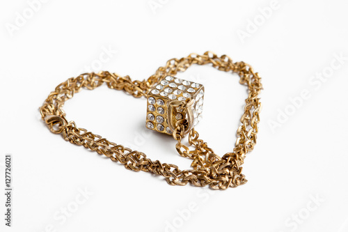 Gold jewelry necklace yellow formed as a heart